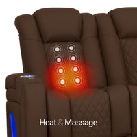 Virtuoso 365 HeatZeroᵀᴹ Leather Media Room Sofa in Chestnut - Heat & Massage