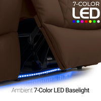 Virtuoso 365 HeatZeroᵀᴹ Leather Media Room Sofa in Chestnut - 7-Color LED Baselights