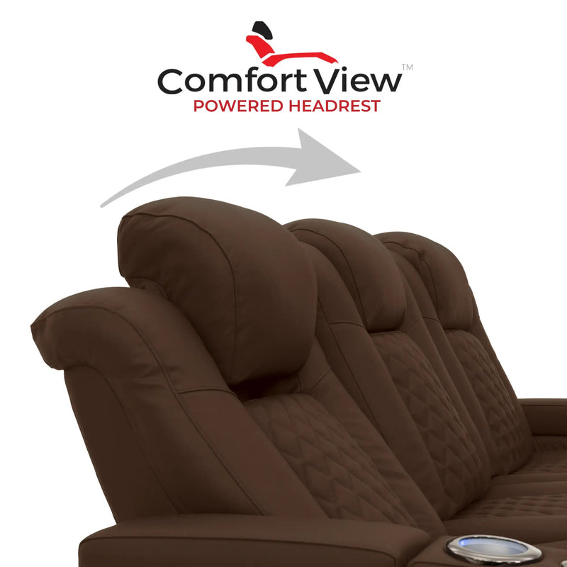 Virtuoso 365 HeatZeroᵀᴹ Leather Media Room Sofa in Chestnut - Adjustable Power Headrest