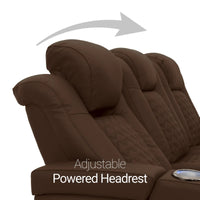 Virtuoso 365 HeatZeroᵀᴹ Leather Media Room Sofa in Chestnut - Adjustable Power Headrest