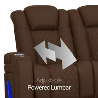 Virtuoso 365 HeatZeroᵀᴹ Leather Media Room Sofa in Chestnut - Adjustable Power Lumbar