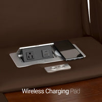 Virtuoso 365 HeatZeroᵀᴹ Leather Media Room Sofa in Chestnut - Wireless Charging Pad