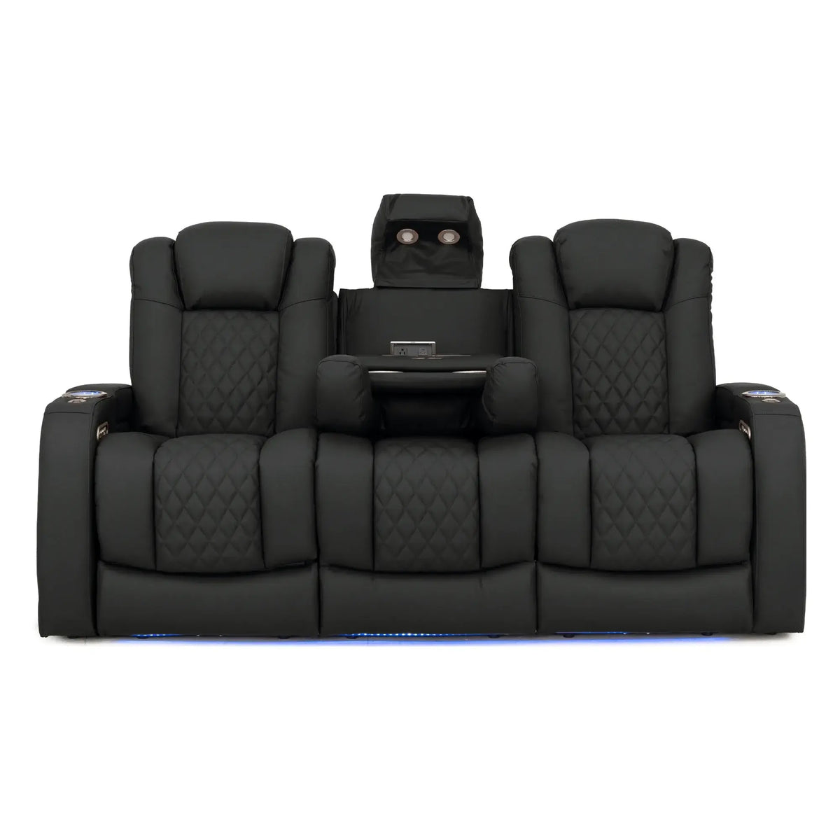 Virtuoso 365 HeatZeroᵀᴹ Leather Media Room Sofa in Ebony