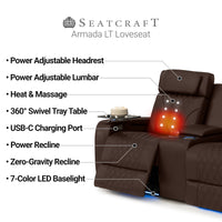 Armada LT HeatZeroᵀᴹ Italian Leather Home Theater Loveseat