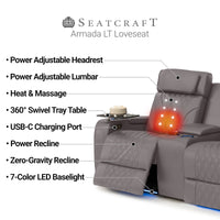 Armada LT HeatZeroᵀᴹ Italian Leather Home Theater Loveseat