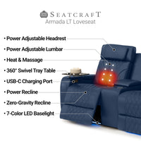 Armada LT HeatZeroᵀᴹ Italian Leather Home Theater Loveseat