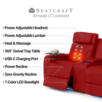 Armada LT HeatZeroᵀᴹ Italian Leather Home Theater Loveseat
