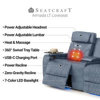 Armada LT HeatZeroᵀᴹ Italian Leather Home Theater Loveseat