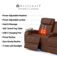 Armada LT HeatZeroᵀᴹ Italian Leather Home Theater Loveseat