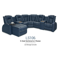 Seatcraft Cadence Multimedia Sectional, Italian Leather, 8+ Colors, Powered Headrest & Lumbar, Power Recline