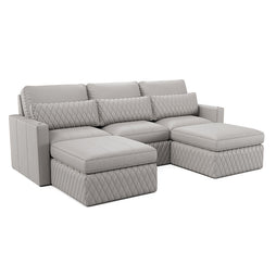 Diamante 5 Piece Gray Modular Chaise Sofa