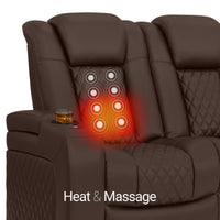 Seatcraft Euphoria Heat & Massage Sofa, Italian Leather, Powered Headrest, Powered Lumbar, Power Recline