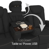 Seatcraft Omega Sofa Leather Gel, Powered Headrest, Power Recline, Black or Brown