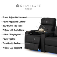 Kodiak Chaise CoolZeroᵀᴹ Italian Leather Home Theater Seating