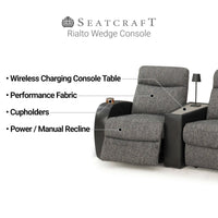Rialto Italian Leather & Fabric Wedge Console Home Theater Seating