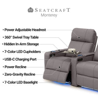 Monterey Chaise CoolZeroᵀᴹ Italian Leather Home Theater Seating
