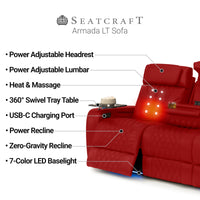 Armada LT HeatZeroᵀᴹ Italian Leather Home Theater Sofa