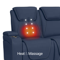 Seatcraft Concerto Heat & Massage Sofa, Italian Leather, Powered Headrest, Powered Lumbar, Power Recline