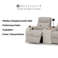 Rialto Italian Leather & Fabric Console Table Home Theater Seating