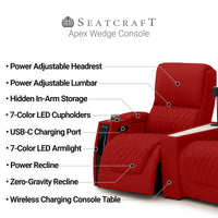 Apex CoolZeroᵀᴹ Wedge Console Italian Leather Home Theater Seats
