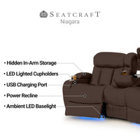 Seatcraft Niagara Italian Leather Sofa, Power Recline