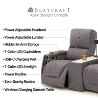 Apex CoolZeroᵀᴹ Console Table Italian Leather Home Theater Seats