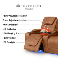 Paladin Italian Leather Heat & Massage Home Theater Seating