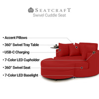 Swivel Cuddle Seat Italian Leather Media Room Furniture