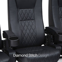Seatcraft Madrigal 2 Row Home Theater Seats and Riser Package, Vinyl, Black