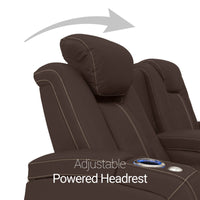Seatcraft Omega Sofa Leather Gel, Powered Headrest, Power Recline, Black or Brown