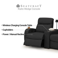 Rialto Italian Leather Wedge Console Table Home Theater Seating
