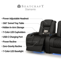 Diamante Chaise CoolZeroᵀᴹ Italian Leather Home Theater Seating