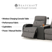 Rialto Italian Leather & Fabric Console Table Home Theater Seating