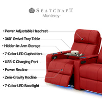 Monterey Chaise CoolZeroᵀᴹ Italian Leather Home Theater Seating