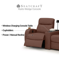 Rialto Italian Leather Wedge Console Table Home Theater Seating