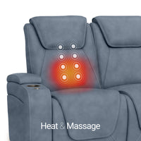 Seatcraft Concerto Heat & Massage Sofa, Italian Leather, Powered Headrest, Powered Lumbar, Power Recline