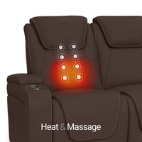 Seatcraft Concerto Heat & Massage Sofa, Italian Leather, Powered Headrest, Powered Lumbar, Power Recline