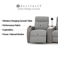 Rialto Italian Leather & Fabric Wedge Console Home Theater Seating