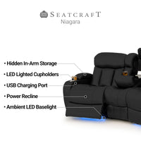 Seatcraft Niagara Italian Leather Sofa, Power Recline