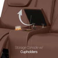 Seatcraft Concerto Heat & Massage Loveseat, Italian Leather, Powered Headrest, Powered Lumbar, Power Recline