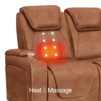 Seatcraft Concerto Heat & Massage Sofa, Italian Leather, Powered Headrest, Powered Lumbar, Power Recline