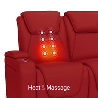 Seatcraft Concerto Heat & Massage Sofa, Italian Leather, Powered Headrest, Powered Lumbar, Power Recline