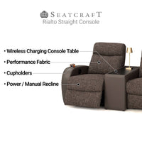 Rialto Italian Leather & Fabric Console Table Home Theater Seating