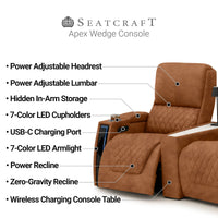 Apex CoolZeroᵀᴹ Wedge Console Italian Leather Home Theater Seats