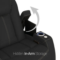 Seatcraft Omega Sofa Leather Gel, Powered Headrest, Power Recline, Black or Brown