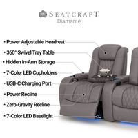 Diamante Italian Leather Zero Gravity Home Theater Seating