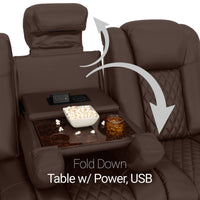 Seatcraft Euphoria Heat & Massage Sofa, Italian Leather, Powered Headrest, Powered Lumbar, Power Recline