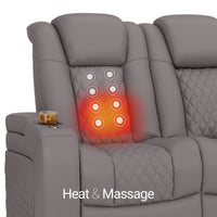 Seatcraft Euphoria Heat & Massage Sofa, Italian Leather, Powered Headrest, Powered Lumbar, Power Recline