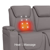 Seatcraft Concerto Heat & Massage Sofa, Italian Leather, Powered Headrest, Powered Lumbar, Power Recline
