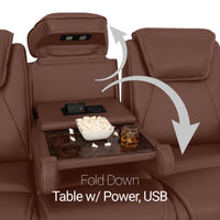 Seatcraft Concerto Heat & Massage Sofa, Italian Leather, Powered Headrest, Powered Lumbar, Power Recline